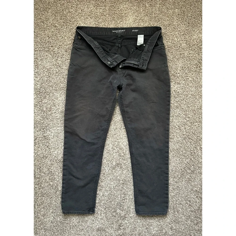 Banana Republic Traveler Slim Fit Pants Mens 35x30 Dark Gray Faded Black Stretch